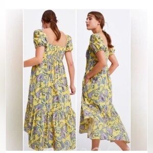EUC Zara size small midi paisley puff sleeve so cute dress